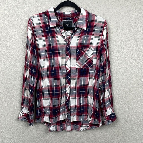 Rails Hunter Plaid Button Front Long Sleeve Shirt Flannel Red Navy Blue Sz S - Picture 1 of 11
